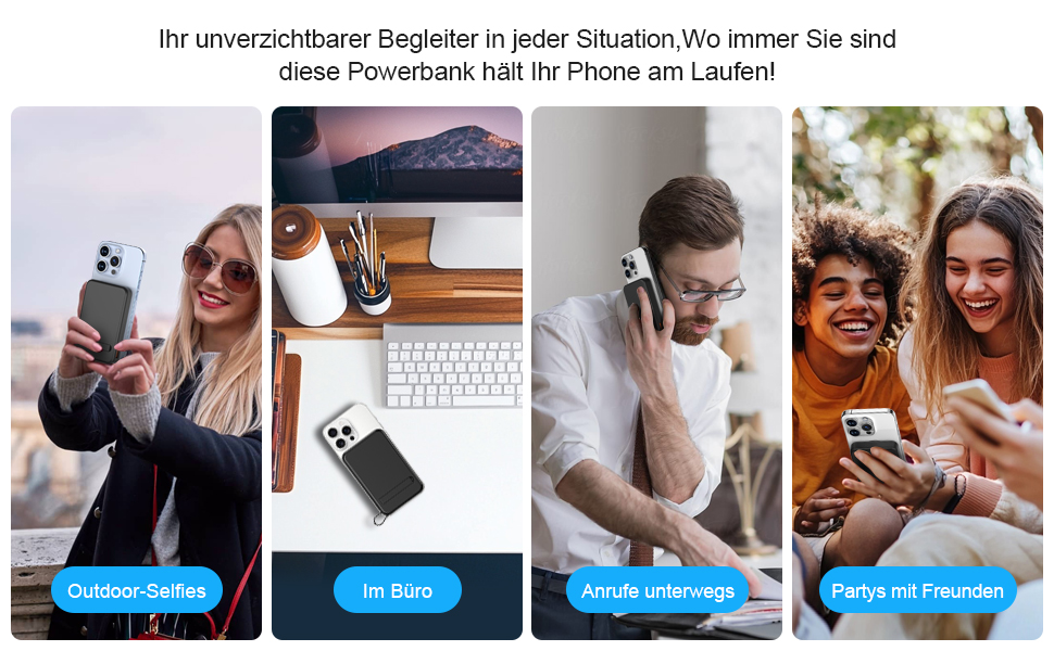 Powerbank MagSafe 10000mAh 22.5W з магнітним кріпленням, USB-C, LED-дисплеєм. Сумісний з iPhone 16/15/14/13/12 Pro Max, Galaxy та іншими пристроями. Чорний