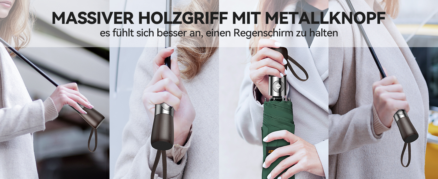 TECKNET Парасолька, автоматична складана, штормстійка, легка у відкриванні та закриванні, зелена