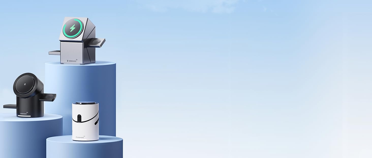 ZEEHOO 3-в-1 зарядний станція для Apple MagSafe: зарядка для iPhone, Apple Watch та AirPods (30W USB-C), сірий