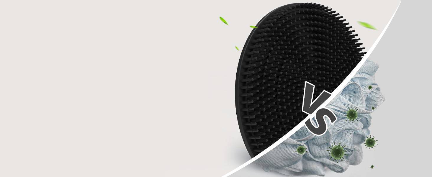 Силіконова щітка для тіла, скрабер для душу, щітка для тіла, скрабер для пелінгу, м'які щетинки, для жінок, чоловіків, дітей, чутливої шкіри, 1 шт. (Чорний+сірий)