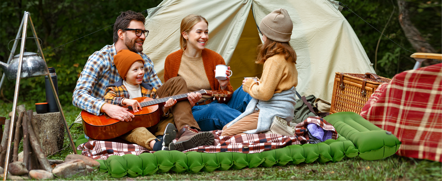 ROPODA Self-Inflating Camping Mat with Pillow & Foot Pump - Lightweight, Waterproof Sleeping Pad for Outdoor, Hiking & Travel