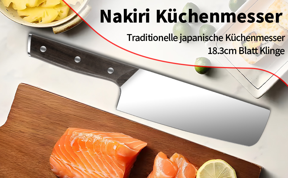 Японський ніж Kiritsuke від Plys: професійний кухонний ніж з нержавіючої сталі з дерев'яною ручкою