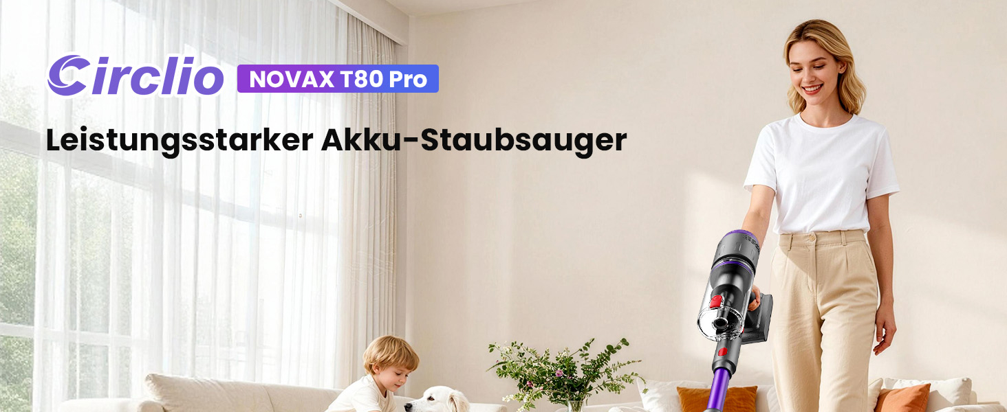 Акумуляторний вертикальний пилосос 600W 58000Pa, бездротовий пилосос з LED-дисплеєм, зарядною станцією та антинамотувальною щіткою для килимів, твердих підлог та шерсті тварин, колір баклажан