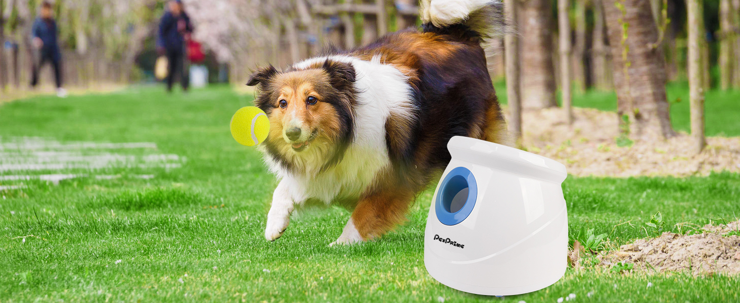 Автоматична машинка для метання м'ячів Pet Prime для великих собак, 10-40 футів, 6 тенісних м'ячів 2,5''