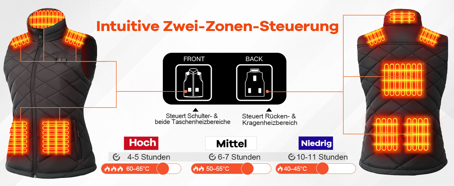 Електрична гріюча жилетка для жінок, 18400mAh, 7.4V, тепла степна жилетка на зиму, чорна (M)