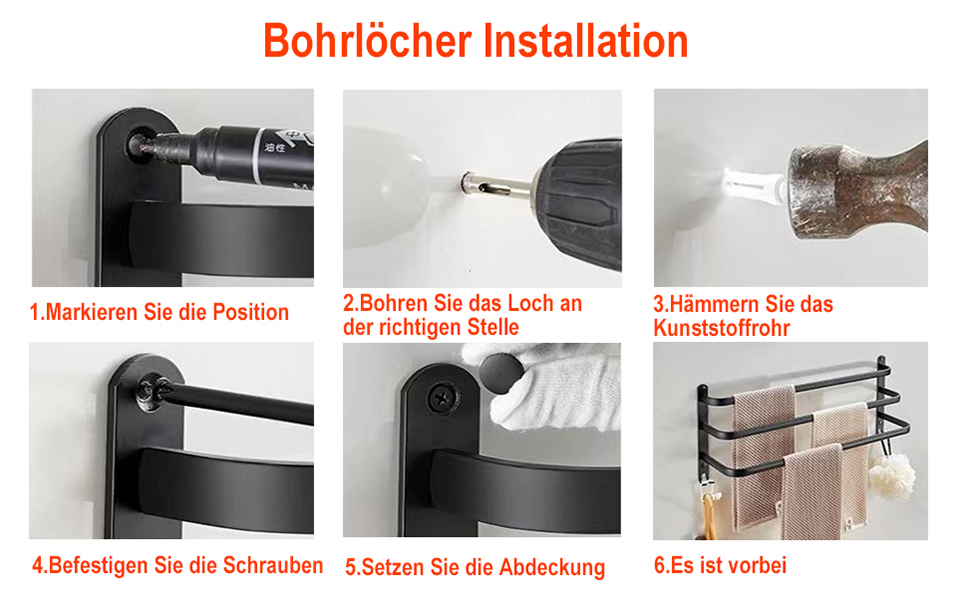 Тримач для рушників 60 см, чорний, аксесуари для ванної кімнати