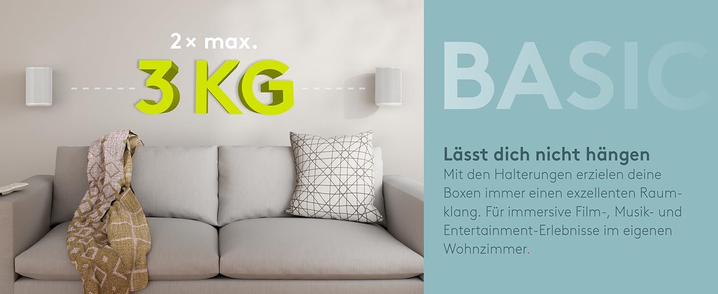 Настінний кронштейн-підставка для колонки Sonos Era 100 від Goobay, білий, з кабель-менеджментом, висота 71 см, вантажопідйомність 3 кг (71983)