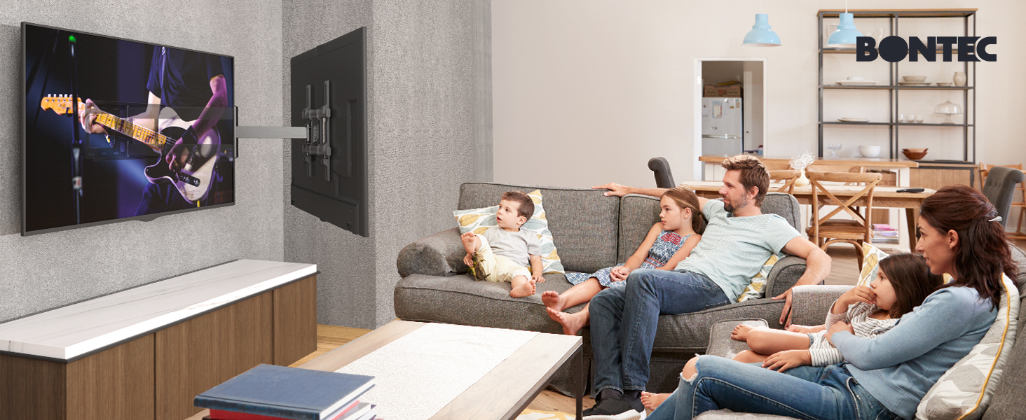BONTEC Extra Long TV Wall Mount - 850mm Articulating Arm for 32-70 inch LCD/LED/OLED TVs - Up to 60kg, Tilt, Swivel & Rotate - VESA 400x400