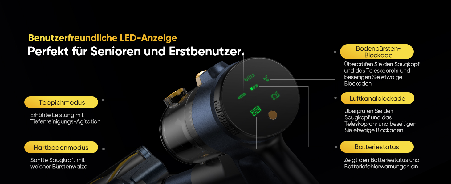 Бездротовий пилосос Vexilar V12 Akku: 50 хв роботи, 50 kPa, 450W, антизаплутування, легкий, безщітковий мотор, для твердих поверхонь, килимів, шерсті тварин, синій