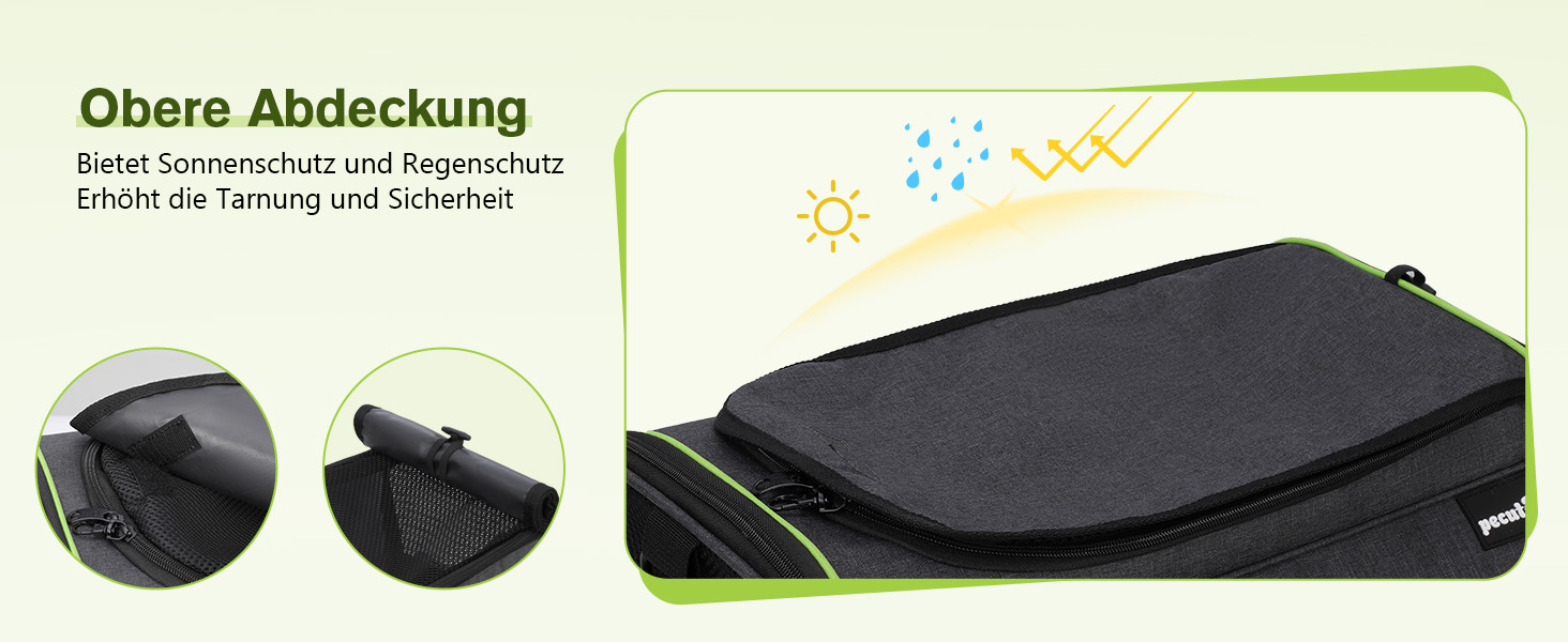 Транспортна переноска для котів Pecute, переноска-ліжко для тварин, складана переноска-сумка для котів та собак, переноска для собак з регульованим плечовим ременем, XL (45 x 35 x 32 см), темно-сірий + зелений (з подушкою)