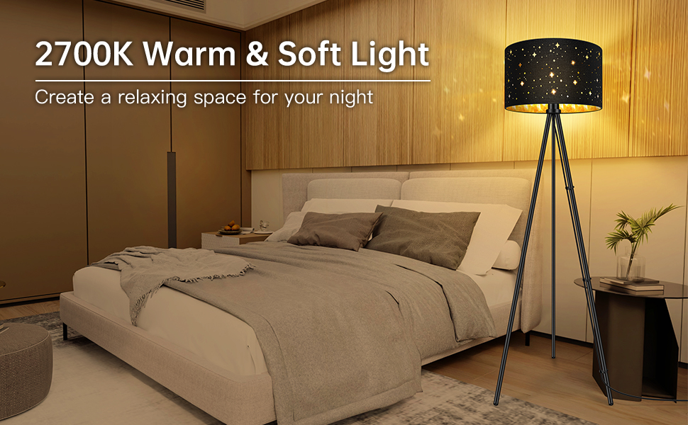 AUQUEE LED-стійка лампа для вітальні, 6W, сучасна тринога з металу, декоративний плафон, вимикач на корпусі, ретро лампа для читання, для вітальні, спальні (зірка+чорний та золото)