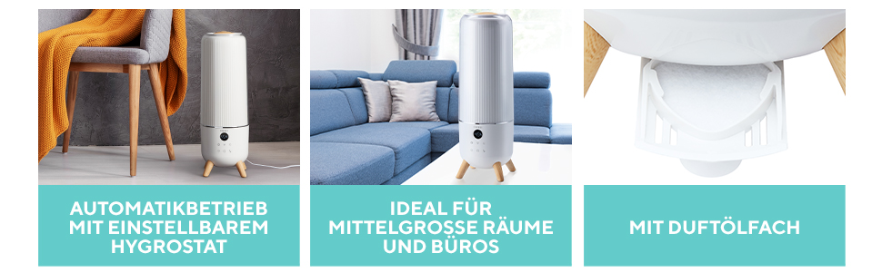 Ультразвуковий зволожувач повітря HoMedics TotalComfort Deluxe - для дому, офісу, дитячої кімнати (39,5 м², 70 год, дифузор для ефірних олій)