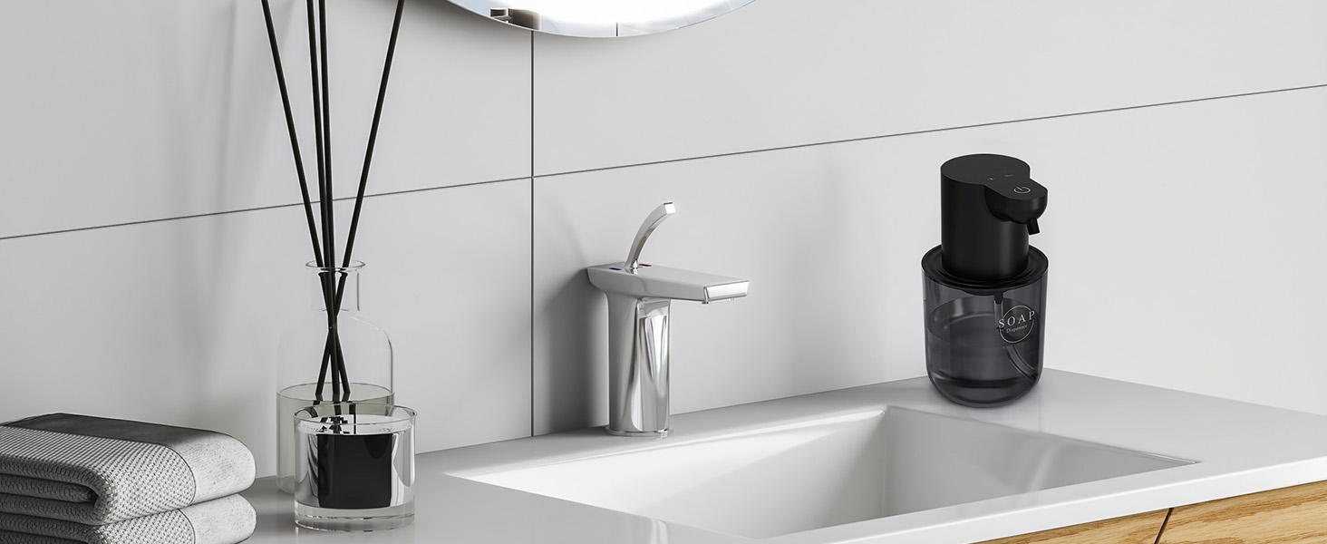 Автоматичний диспенсер для рідкого мила Cuteefun, 400 мл, сенсорний, індикатор заряду, 4 рівні дозування, для ванної/кухні, чорний