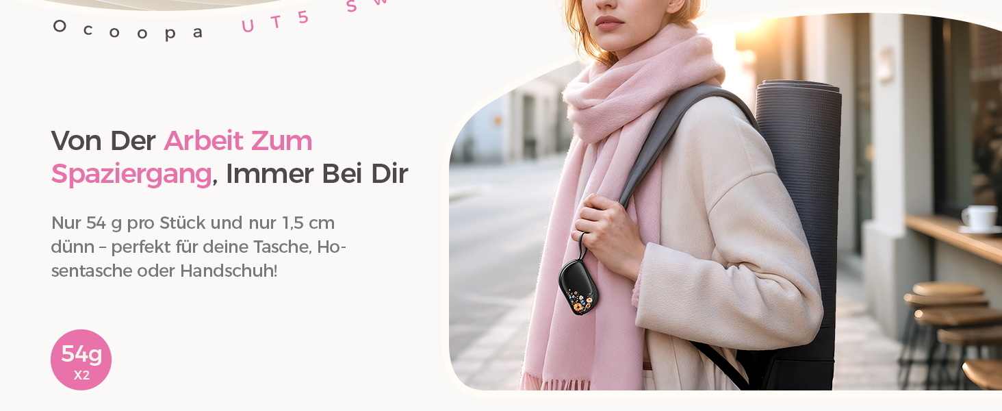 Електричні грілки для рук OCOOPA 2 шт., багаторазові, 4000mAh, подарунок на Новий рік, 1,5 см, в рукавички, зимові аксесуари, Ocoopa x UT5 Wiesengeflüster (Кількісний випуск)