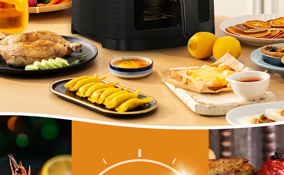 HAIMEEC 6L Air Fryer with Viewing Window - 8-in-1 Oil-Free Fryer, Shake Reminder, Non-Stick Coating, 30-200°C, 78 Recipes, Quiet Operation