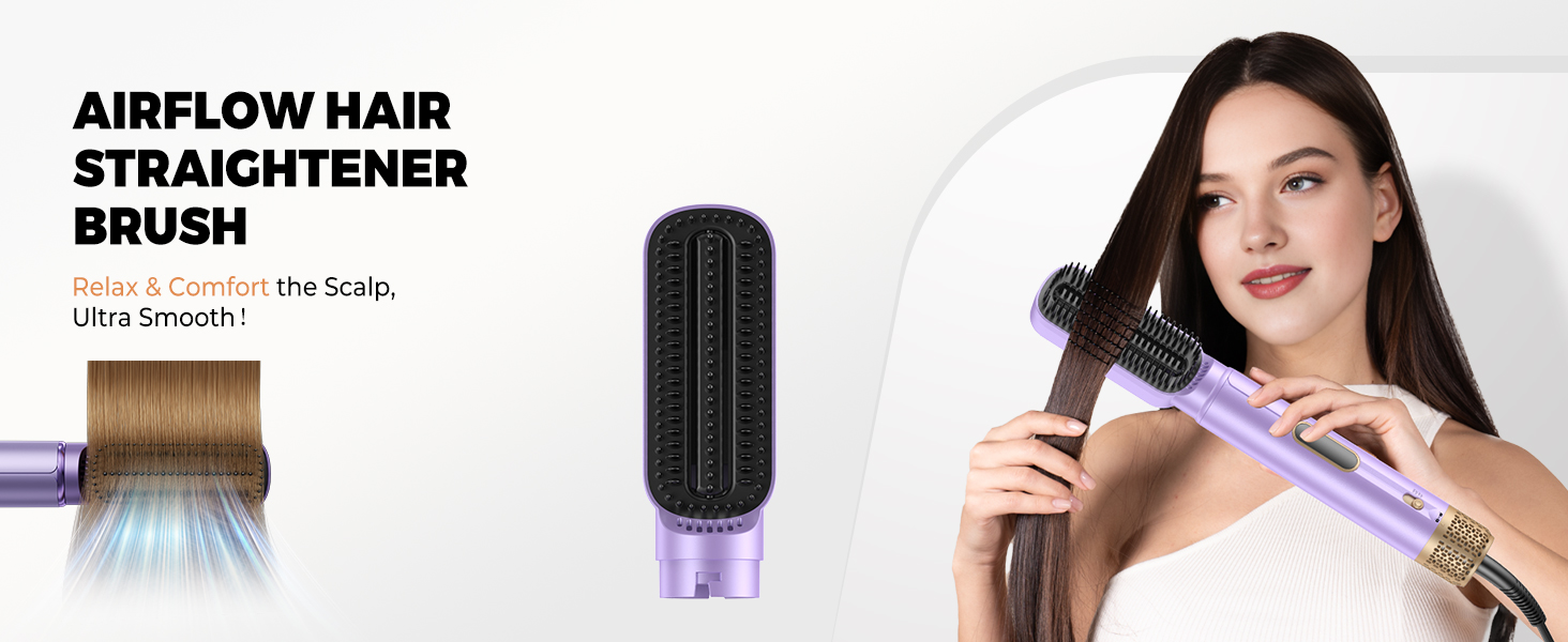 Фен-щітка Pro Airstyler 5 в 1: 1000W, іонізація, 30мм насадка для локонів, сушка, укладка, випрямлення. Violet