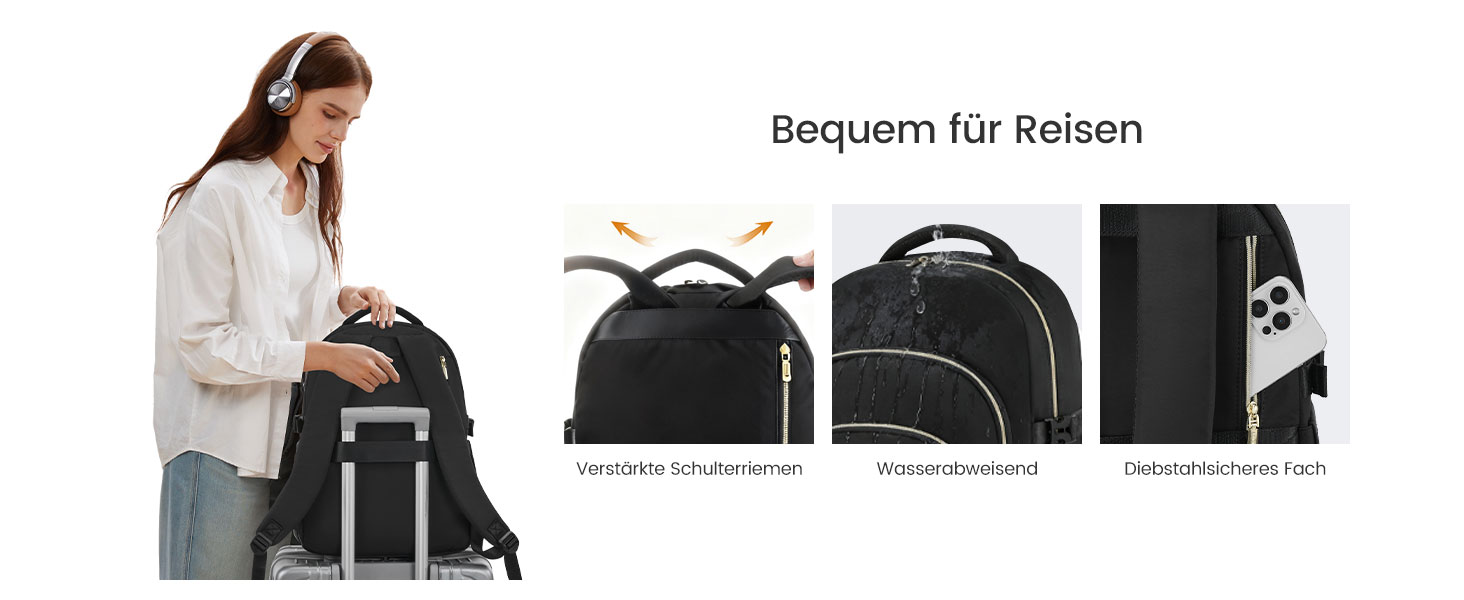 LOVEVOOK Рюкзак для жінок, 15.6 дюймів, водонепроникний, для школи, підлітка, елегантний, для роботи, навчання, подорожей, універсальний, чорно-бежево-коричневий