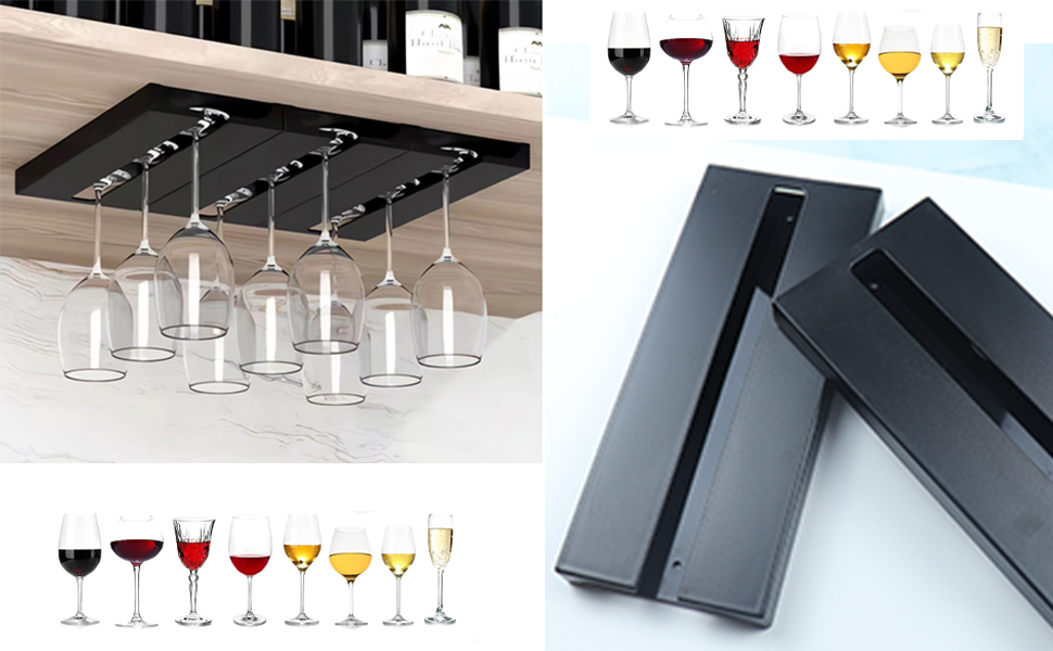 Тримач для келихів вина Vastsea (2 шт.), чорний - для дому, ресторану, бару