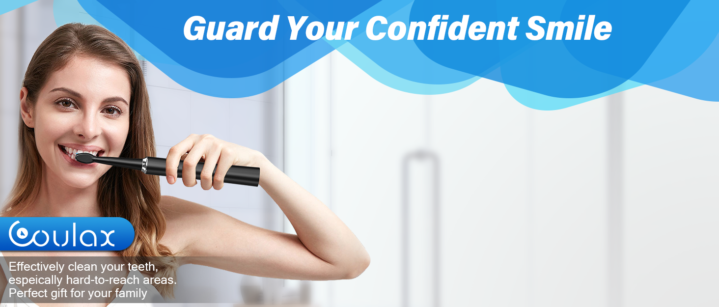 Електрична зубна щітка Sonico з 8 насадок, 5 режимів, чорна. Для подорожей.