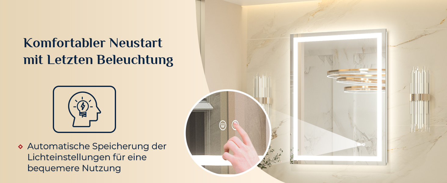 Дзеркало для ванної кімнати Keonjinn з підсвічуванням, чорний металевий каркас 60x80 см, антизапітніння, LED, сенсорне управління, 3 кольори світла, регулювання яскравості, функція пам'яті, настінне дзеркало