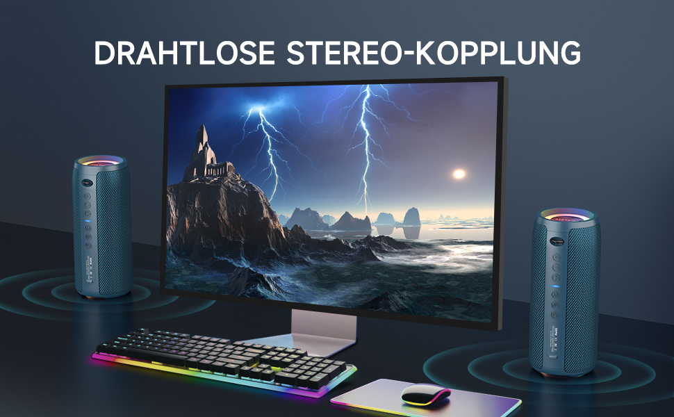ZEALOT Bluetooth колонка з підсвіткою 40W, водонепроникна IPX6, AUX, USB, Micro SD, Bluetooth 5.2, подвійне з'єднання