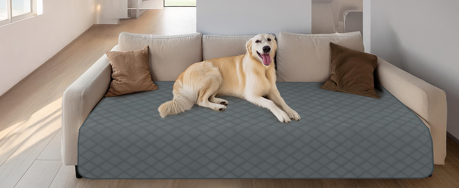 Водонепроникний килимок для собак Nobleza: захист диванів та ліжок, 178x76 см, сірий