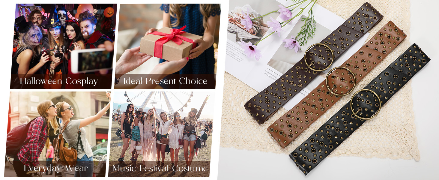 Жіночий широкий пояс JasGood з прорізними заклепками та круглою застібкою, пояс з заклепками, пояс для талії, для джинсів, штанів, суконь, чорний, розмір S (об'єм талії до 88 см)