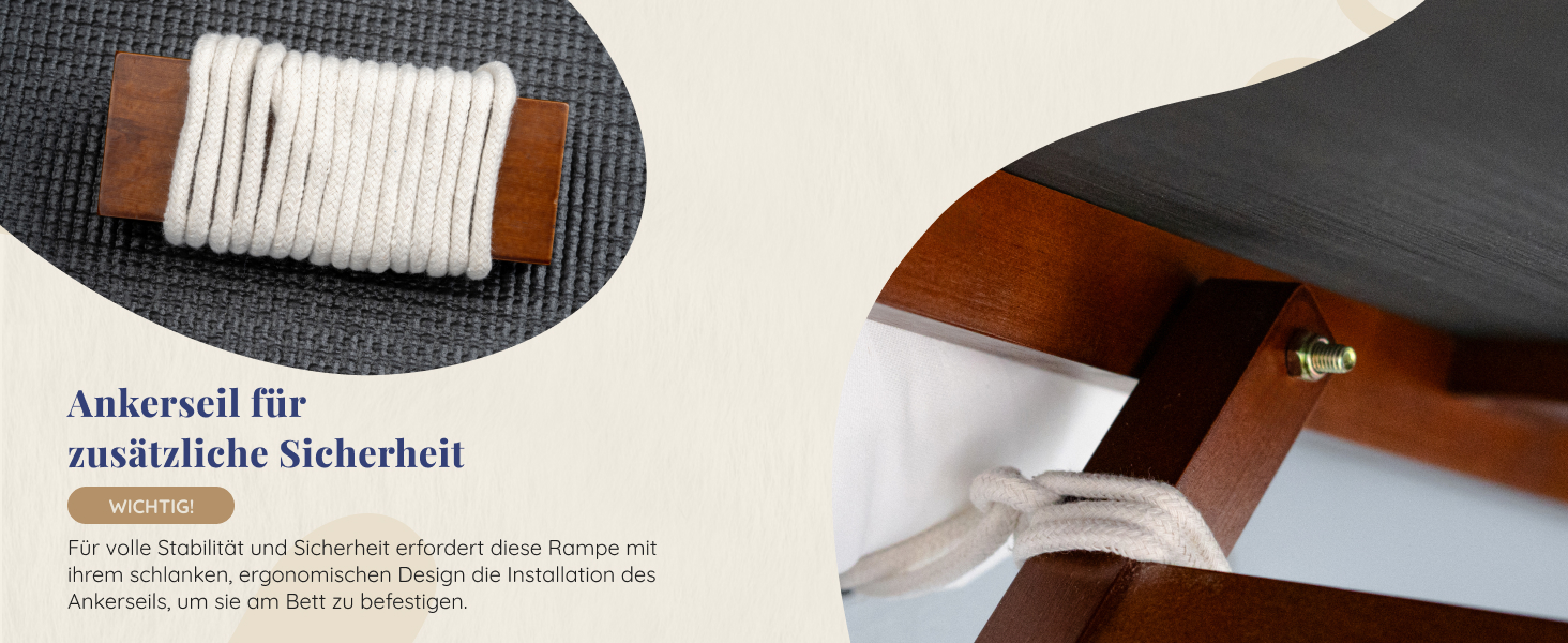 Східці для собак до ліжка з огорожею - для великих собак до 90 кг - регульована висота до 94.5 см - ширина 49.5 см - складаються - антиковзні ручки - з берези - колір натуральний (волоський горіх)