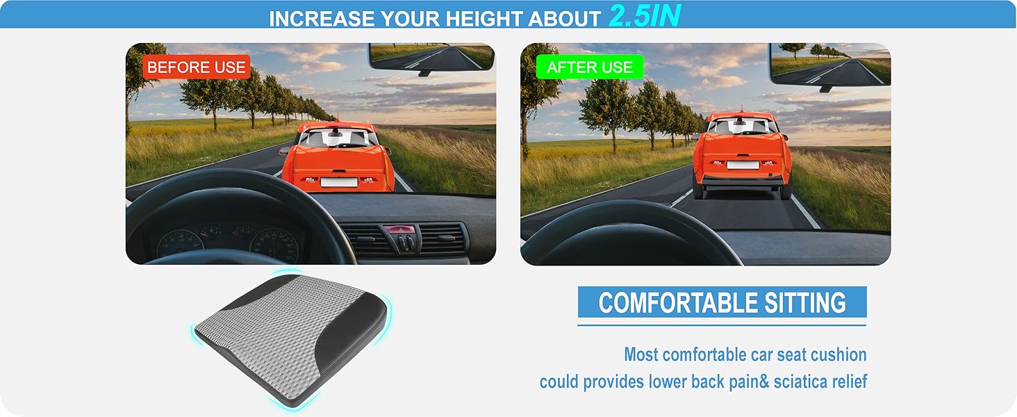 Подушка для сидіння в авто з Memory Foam: Комфорт, підтримка спини, для лікування ішіасу та болю в куприку. Підходить для авто, вантажівки, офісу, інвалідного візка. Шкіра та сітка 4D (Чорний & Сірий)