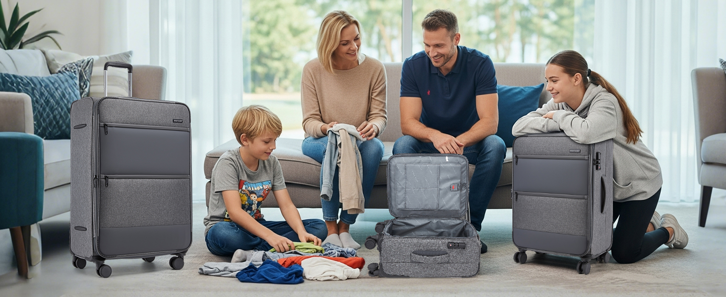 Розширюваний валіза British Traveller, 100 л, сірий, з TSA замком, 79.5x49x32.5 см