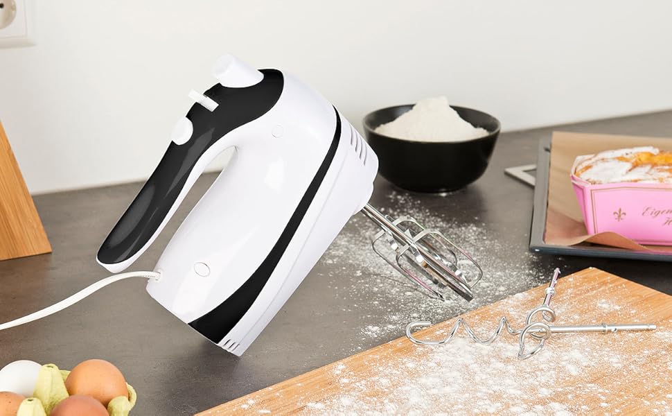 Ручний міксер Rosenstein & Söhne з 5 швидкостями та Turbo, 4 гачки, до 500 Вт (вінчик, міксер, кухонний помічник)