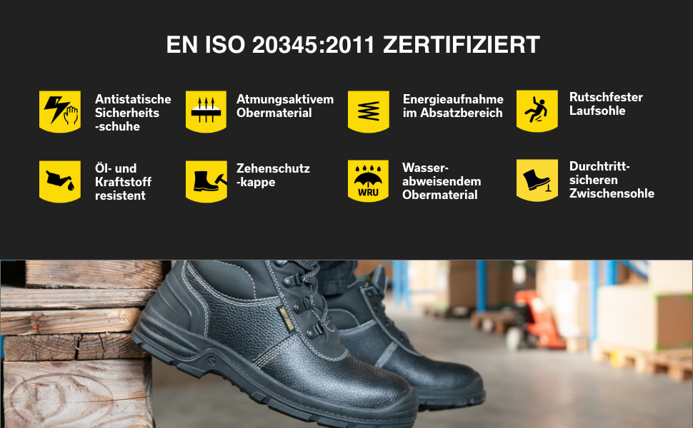 Чоловічі та жіночі робочі черевики Safety Jogger з металевим носком, S3/S1P, антиковзаюча підошва, захист від удару, водо- та маслостійкі, Bestboy, чорний, 45 EU