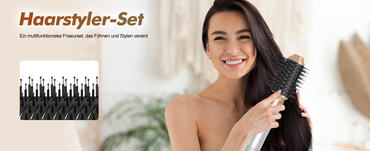 Набір для укладки волосся 6 в 1 Magic Styler, 1000W: фен, круглі щітки, плойка, щітка для об'єму, сушка, укладка, створення локонів