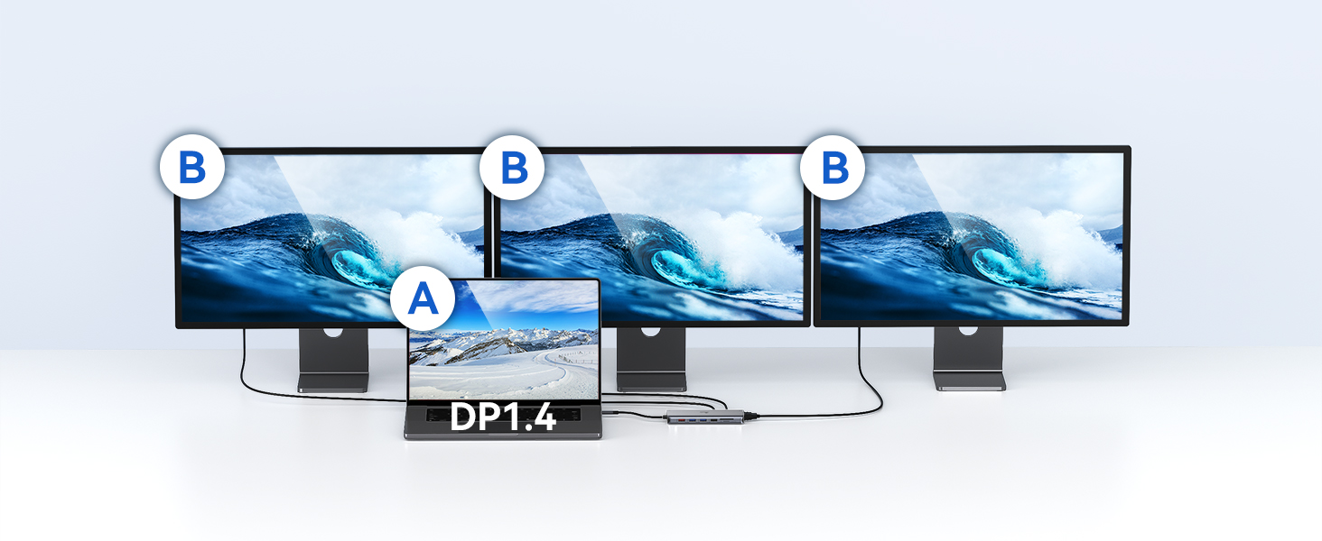 Док-станція USB C 13-в-1 для ноутбука: 2 HDMI, DisplayPort, 5 USB, Ethernet, 100W PD, SD/TF, Audio/Mic, підходить для Dell, HP, Surface