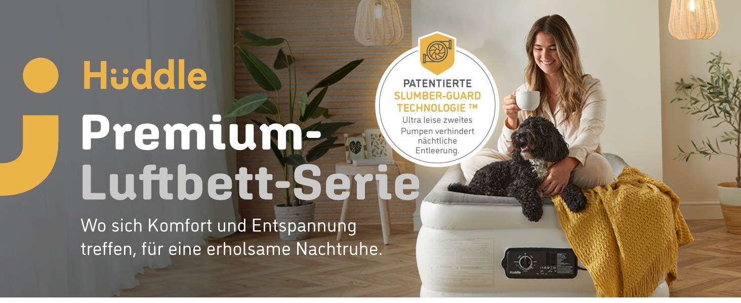 Huddle® Luxury Never Deflate - Надувна Матрац Single з Dual-Pump SlumberGuard™ | З Інтегрованою Помпою | Преміум Якість