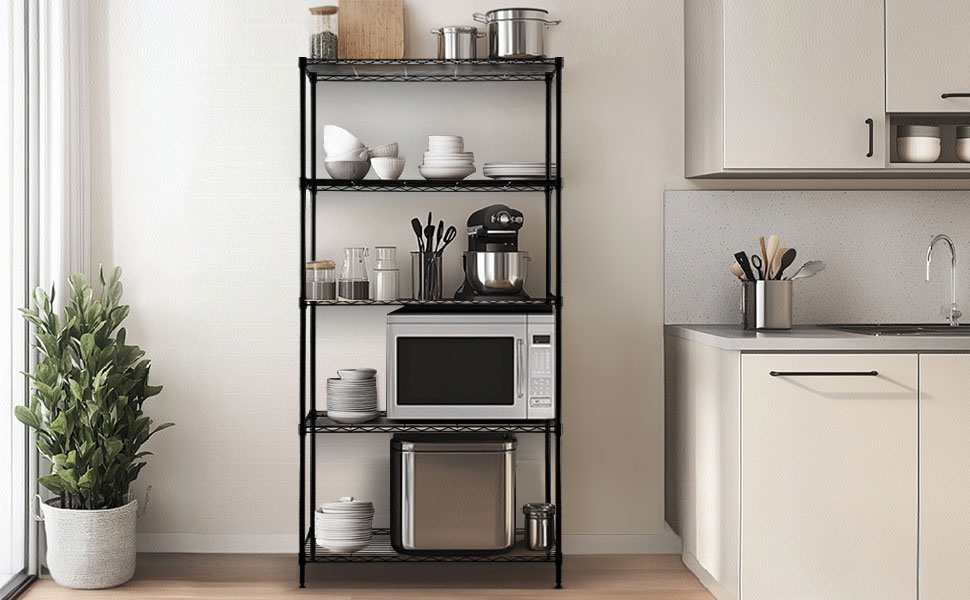 Nilpferd® Metal Wire Shelving Unit - 5 Shelves (89x39x179cm)