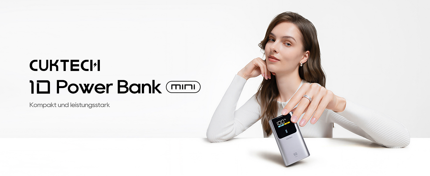 Повербанк CUKTECH 10 Mini 45W 10000mAh з LED-дисплеєм, портативний зовнішній акумулятор USB-C для iPhone 16 15 14 13 12, Samsung S23, iPad
