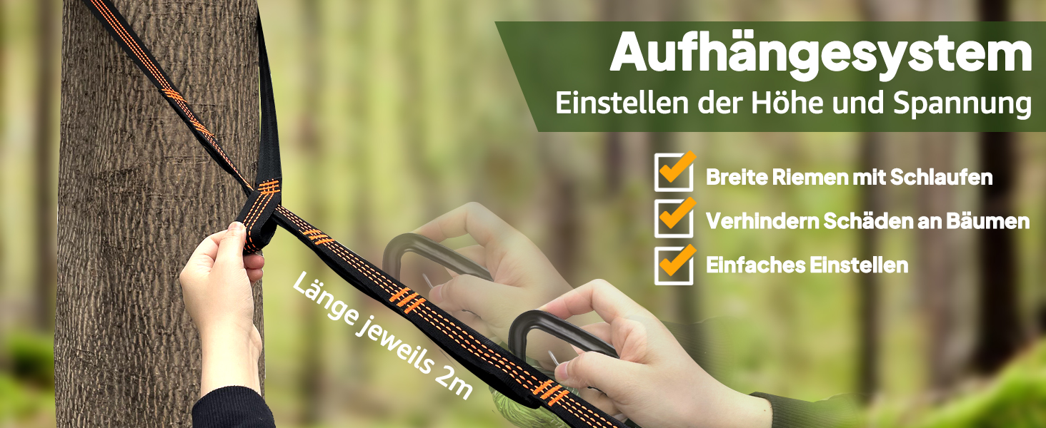 Гаммак для кемпінгу NATUREFUN Ultraleicht | 300 кг, 300x200 см, дихаючий, швидковисихаючий, нейлон | 2 карабіни, 2 петлі | Зелений, для відпочинку на природі