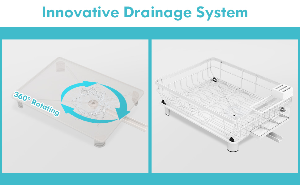 Сушарка для посуду MAJALiS 2-ярусна з піддоном та килимком, з тримачем для кухонного приладдя, чорна, нержавіюча сталь