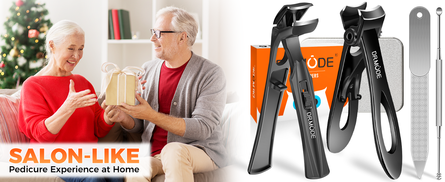 Нагрівач для нігтів для людей похилого віку з товстими нігтями, кутовий нігтьовий різак, нігтьовий різак для ніг з контейнером для збору, нержавіюча сталь, великий нігтьовий щипчик з широким отвором, ергономічний нігтьовий щипчик для чоловіків, чорний, широке відкривання та кутовий наконечник