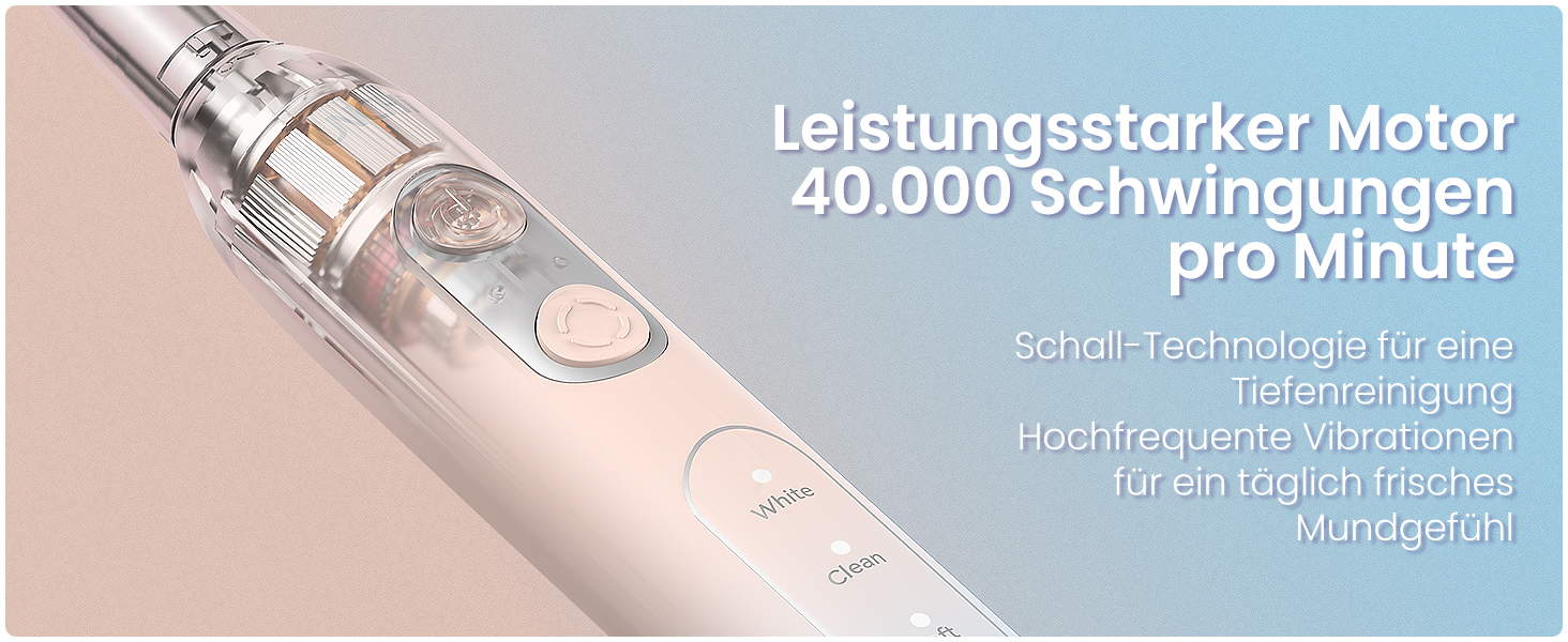 Електрична зубна щітка YUNCHI C2 з 40000 VPM, звукова, для дорослих та дітей, USB-C зарядка, 30 днів роботи, 5 режимів, 8 насадок, рожева/блакитна