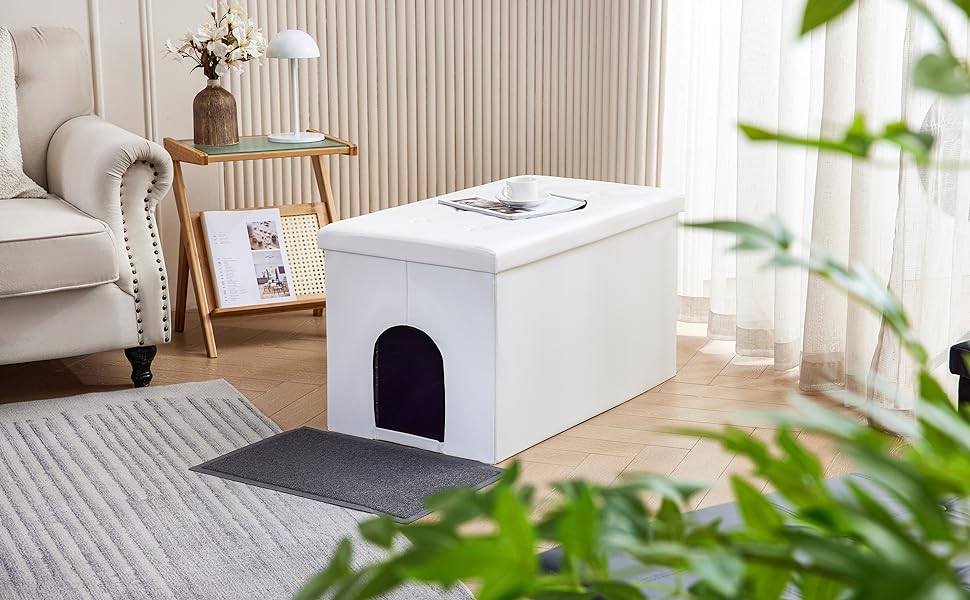 Шафа для котячого туалету MEEXPAWS XL, біла – прихований туалет для кішки, комод-сидіння для кота, котячий туалетний шафа