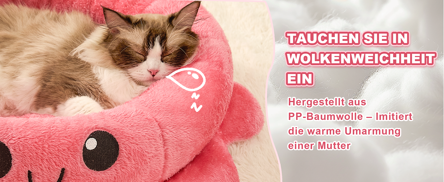 Кругле ліжко для собак та котів XL, рожево-червоне, Boho стиль, з м'яким знімним подушечкою, ліжко-антистрес для великих собак