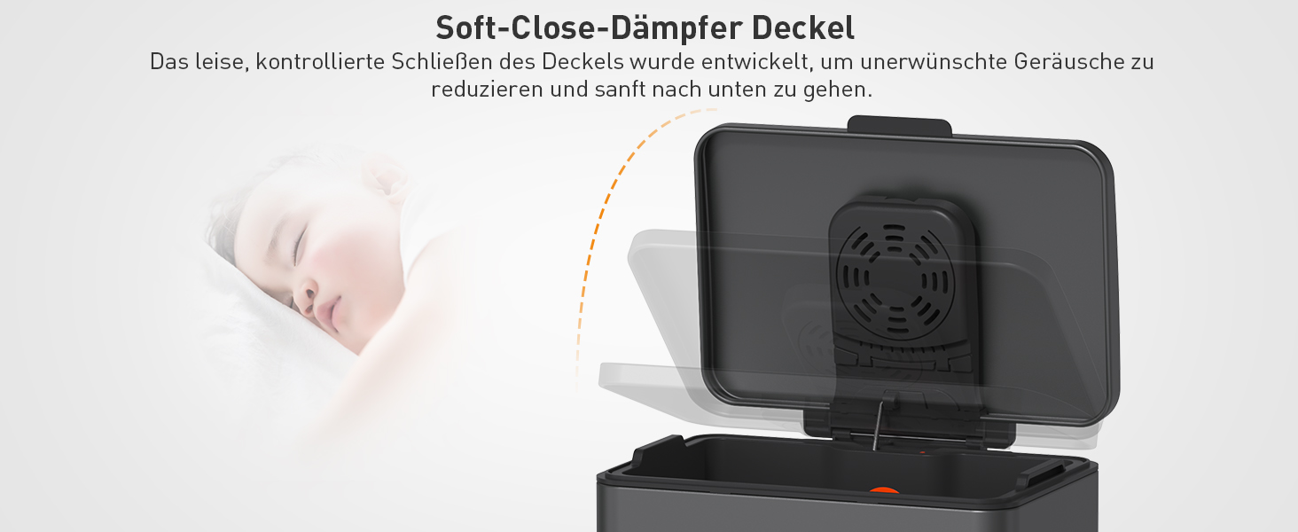 Смітник на 50 літрів з контейнером, повільно закривається, захист від відбитків пальців, велика нержавіюча сталь, кухонний смітник прямокутної форми, для дому та офісу, сірий, 50L