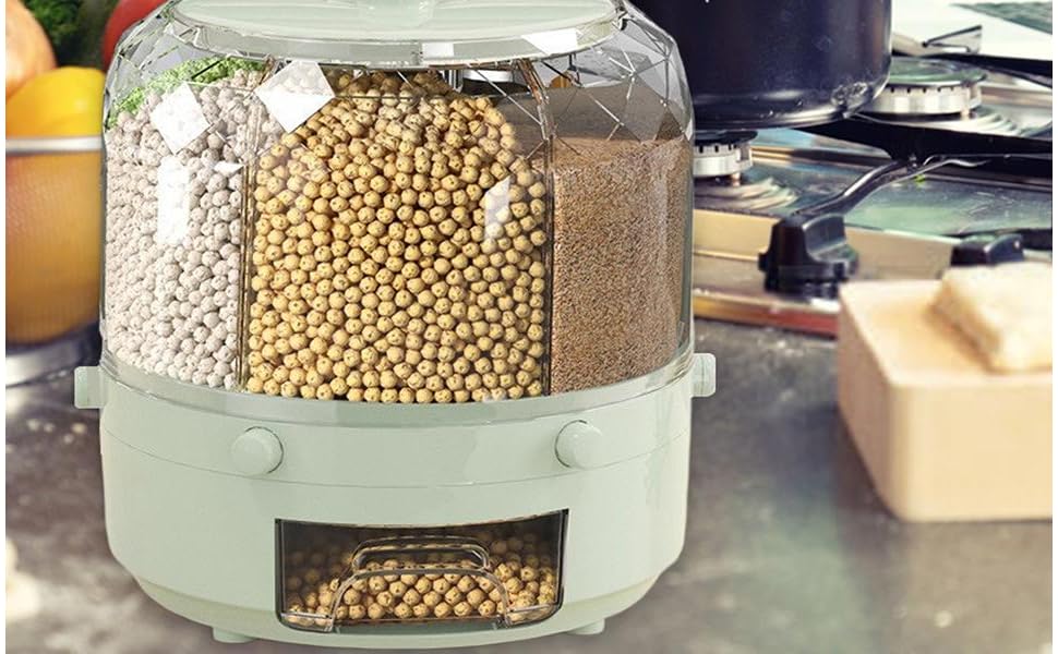 Поворотний контейнер для зберігання сипучих продуктів Sghtil, великий диспенсер для круп, рису та корму, органайзер для кухні