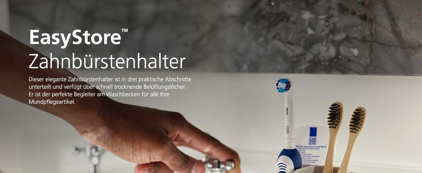 Тримач для зубних щіток Joseph Joseph Easystore, пластиковий, з неслизьким дном, сірий/білий