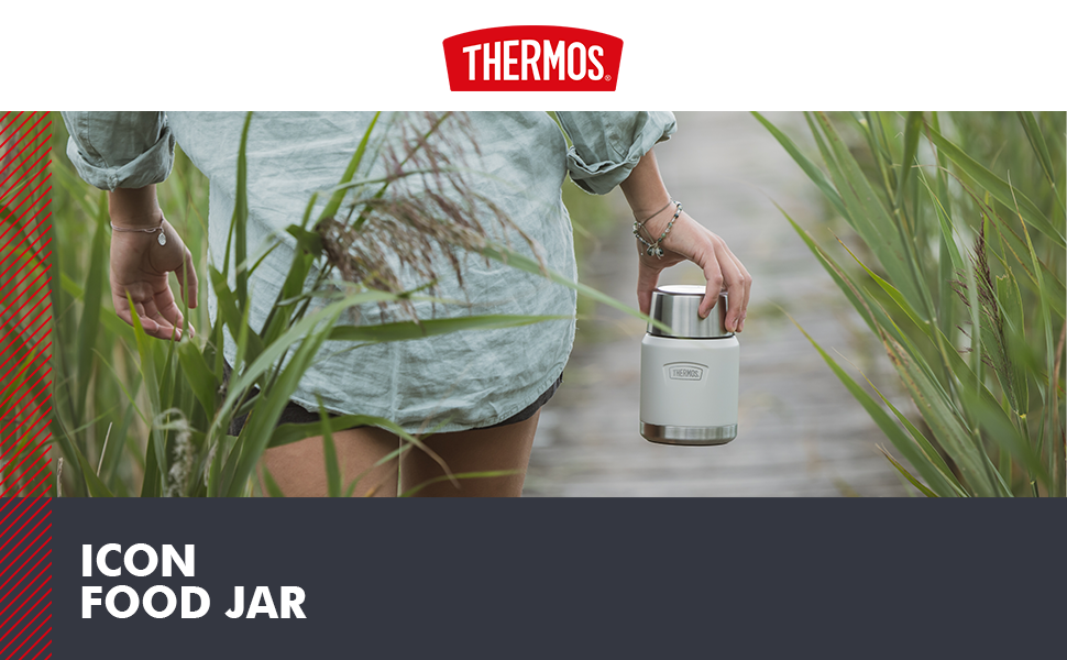 Термос ICON Food Jar 0,71 л, темно-сірий/графіт матовий, контейнер для їжі з подвійних стінок з нержавіючої сталі 18/8, зберігає тепло та холод, з відкидним ложкою, неслизьке дно, абсолютно герметичний