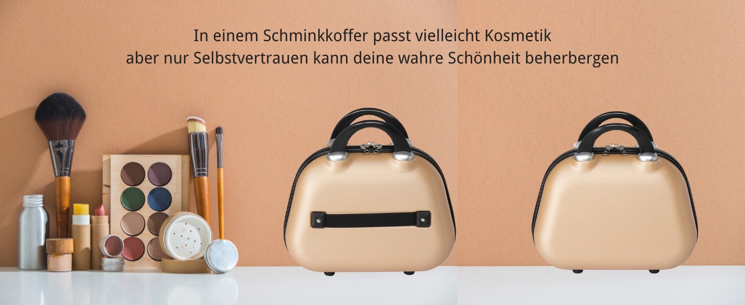 Набір валіз LEADZM 5 в 1: дорожній набір з косметичною сумкою, жорсткі валізи-троліки з ABS, телескопічний ручка, ручна поклажа (шампань)