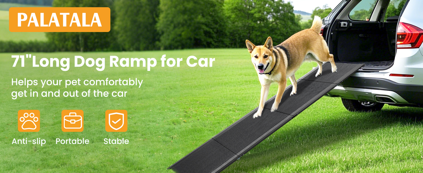 Рампа для собак у машину, розкладна, 180 см, широка 44 см, для великих та середніх собак до 110 кг, антиковзка, для авто, SUV, вантажівок та зовнішніх сходів