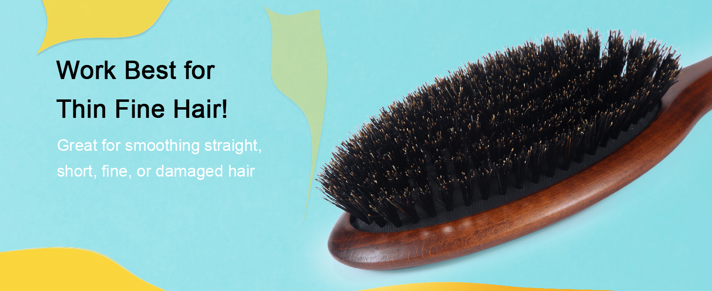 Щітка для волосся BESTOOL з щетиною дикого кабана, для жінок, чоловіків, дітей, з натуральною щетиною з бука, для тонкого та ламкого волосся, покращує текстуру волосся